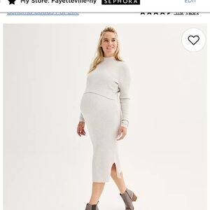 Sonoma Maternity Long Sleeve Ribbed Dress - Cream